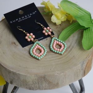 SuperStar Teal & Pink Fashion Earrings